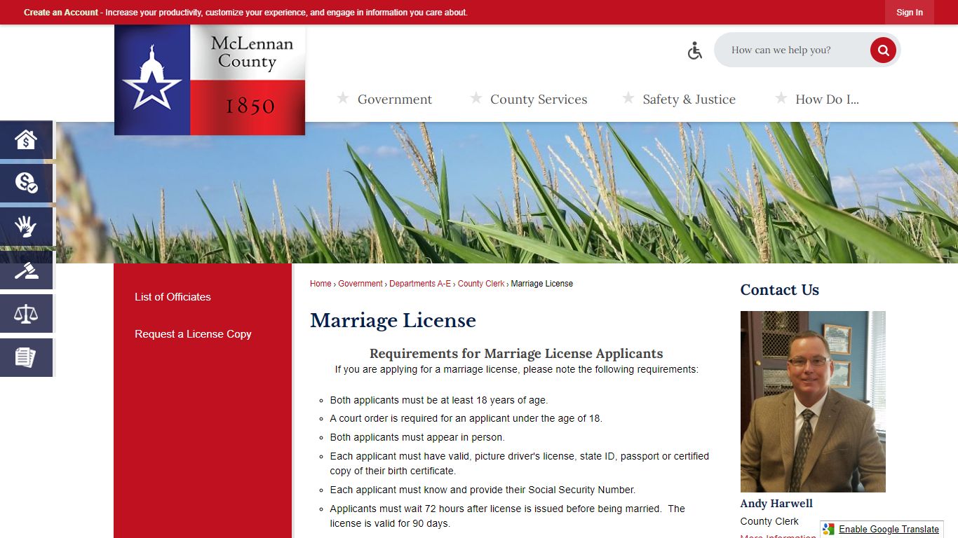Marriage License | McLennan County, TX